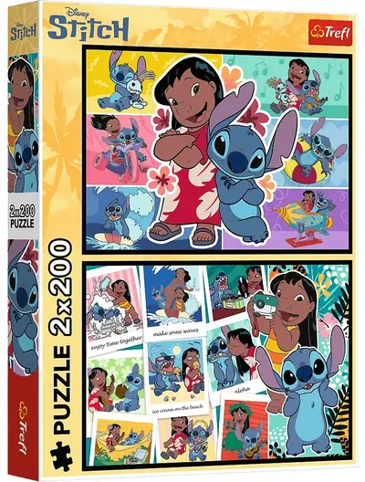 Puzzle Trefl din 2 x 200 piese - Viața fericită a lui Stitch