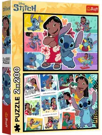 Puzzle Trefl din 2 x 200 piese - Viața fericită a lui Stitch