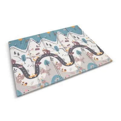 Covoras de joaca pentru copii cu doua fete Nukido Forest 200x150x1cm,pliabil,realizat din spuma XPE inodora,in cutie de carton ce se poate colora