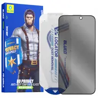 Folie de protectie Ecran Privacy Blueo Anti-Peep Applicator Pro pentru Apple iPhone 15 Pro, Sticla Securizata, Full Glue