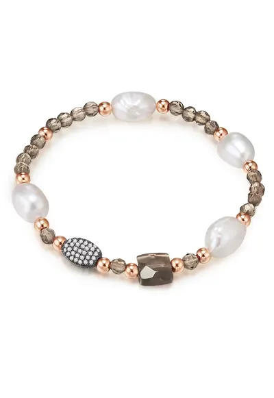 Bratara cu margele placata cu aur de 14K - Auriu rose