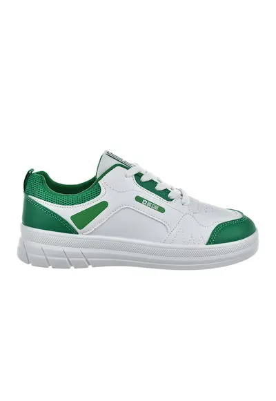 Pantofi sport wedge de piele ecologica - Verde electric/Alb optic