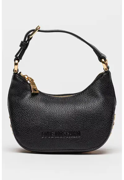 Geanta crossbody de piele ecologica cu logo - Negru