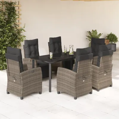 Gossi set mobilier de gradina cu perne, 7 piese, gri, poliratan