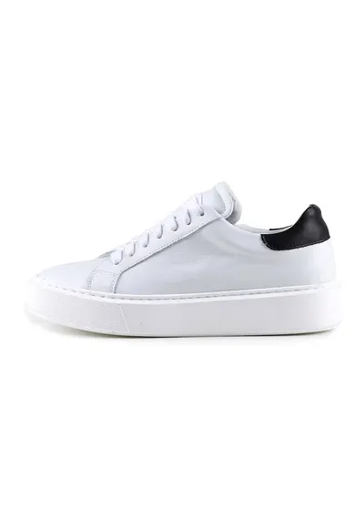Pantofi sport din piele cu model uni - Negru/Alb murdar