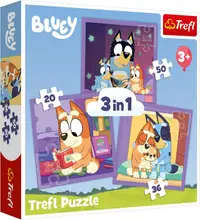 Puzzle Trefl 3 în 1 - Faceți cunoștință cu Bluey