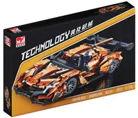 Constructor MJI: Technology Car - Mașină sport portocalie, 1266 piese