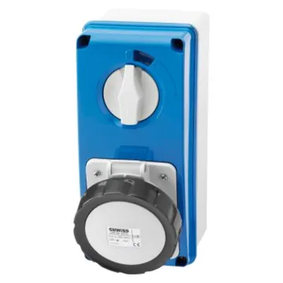 Priza industriala cu interblocaj verticala - WITH BOTTOM - WITHOUT FUSE-HOLDER BASE - 3P+N+E 16A 480-500V - 50/60HZ 7H - IP67