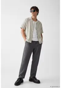 Pantaloni de bumbac cu talie ajustabila - Gri inchis