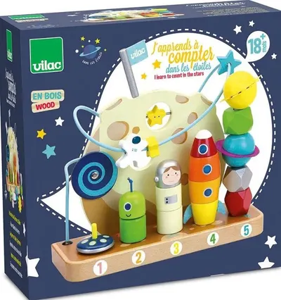 Joc din lemn de stivuit Vilac - 2 in 1, Cosmos