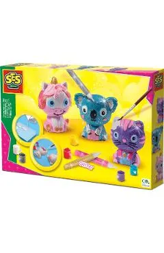 Set creativ: Mulaj si pictura. Animale cu glitter