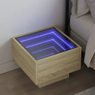 Gossi noptiera cu led infinity, stejar sonoma, 40x40x30 cm