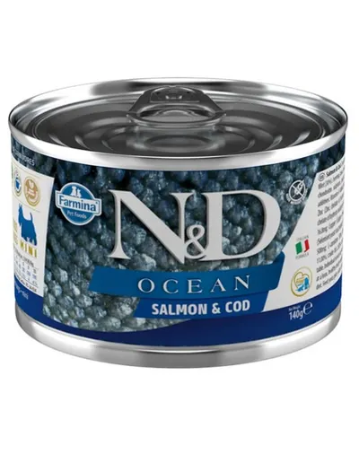 FARMINA N&D Ocean Dog Salmon, codfish 140 g Conserva pentru caine, cu somon si cod
