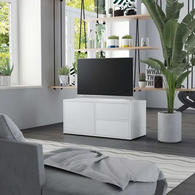 vidaXL Dulap TV, alb, 80 x 34 x 36 cm, lemn prelucrat