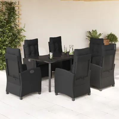 Gossi set mobilier de gradina cu perne, 7 piese, negru, poliratan