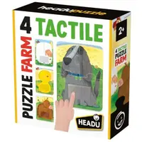 Headu - 4 Puzzleuri tactile animale de la ferma cu piese mari pentru copiii de peste 2 ani