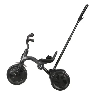Tricicleta pentru copii Qplay Ant Plus Gri inchis cu roti din spuma EVA, pliere compacta, cosulet pentru jucarii de la 2 ani pana la 25 kg