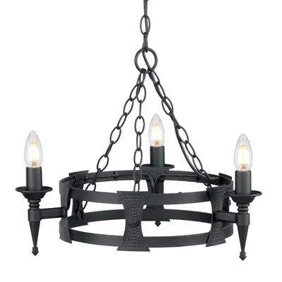 Corp de iluminat suspendat, lustra Saxon 3 Light Chandelier – Black