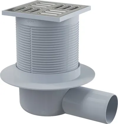 Sifon pardoseală APV31 iesire laterala 105×105/50 mm, retinere mirosuri, gratar inox, alca