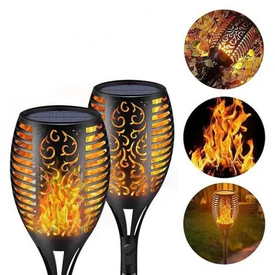 Lampa solara tip torta cu efect de flacara