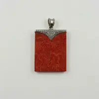 Pandantiv statement din argint 925, cu coral natural