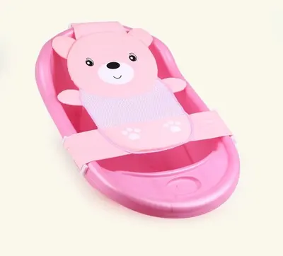 Hamac cadita Little Mom Cute Bear Pink forma ergonomica, material moale, cu sistem prindere facil, dimensiuni 58 x 68 cm