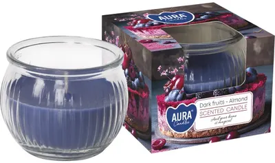 lumânare parfumată într-o cană Bispol Aura - Dark Fruits-Almond, 80 g