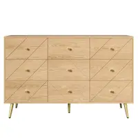 Comodă cu 9 sertare, cu mult spațiu de depozitare, modele geometrice, 120x39x80 cm, Culoare naturală