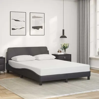 vidaXL Cadru de pat, Dover, gri, 140x200 cm, piele ecologică