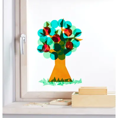 Pomul anotimpurilor - Set de 12 stickere pentru geam