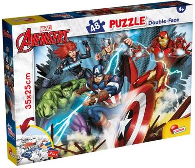 Puzzle cu două fețe Lisciani de colorat din 48 piese - The Avengers