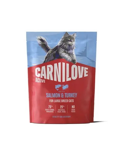 Hrană pisici mari CARNILOVE Active Cat Salmon and Turkey Adult Large 400 g somon și curcan