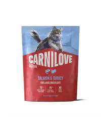 Hrană pisici mari CARNILOVE Active Cat Salmon and Turkey Adult Large 400 g somon și curcan