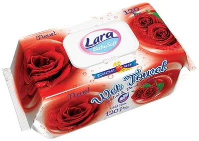 Șervețele umede cu capac Lara Baby Soft - Family, Trandafir, 120 buc