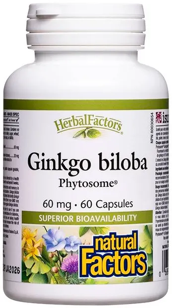Herbal Factors Ginkgo Biloba Phytosome, 60 mg, 60 capsule, Natural Factors