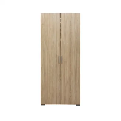 Dulap CORINNE, 2 usi, 1 raft, bara de haine, sonoma deschis, cant sonoma inchis, 80x50x188 cm