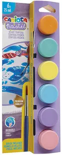 Set de culori tempera Carioca Pastel - Cu pensulă, 6 x 25 ml