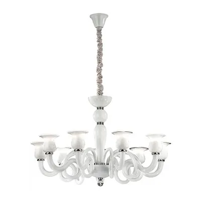 candelabru Teseo, 9 becuri, dulie E14, D:880 mm, H:800/1600 mm, Alb