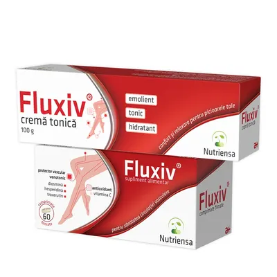 Kit pentru circulatie venoasa – Fluxiv 60 comprimate + crema tonica 100g