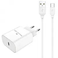 Incarcator Retea Cu Cablu USB-C Prestico F15S-C, 30W, 3A, 1 x USB-C, Alb