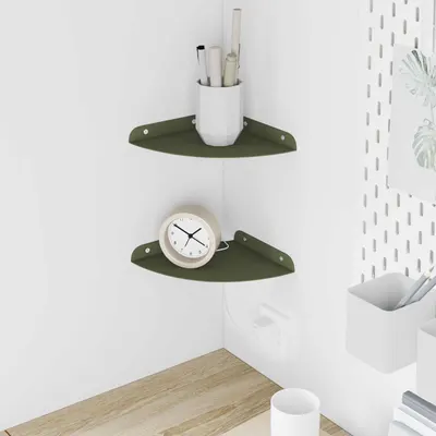 vidaXL Raft Suspendat pentru Colț 2 buc. Verde măsliniu 18 x 18 x 2 cm