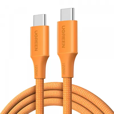 Cablu Date si Incarcare USB-C - USB-C UGREEN L502, 100W, 1m, Portocaliu