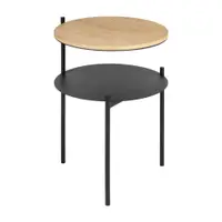 Noptieră neagră/în culoare naturală cu blat cu aspect de lemn de stejar Tu – noo.ma