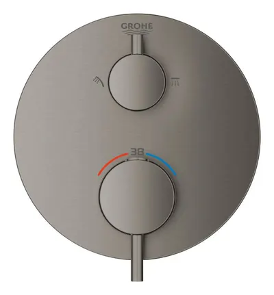 Unitate comanda Grohe Atrio 24135AL3, 1/2 inch, termostat, 2 iesiri, necesita valva, mat, Grafit