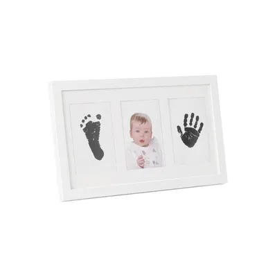 Kit rama foto tripla, Jane, Cu cerneala pentru manuta si piciorus, Non-toxic, White