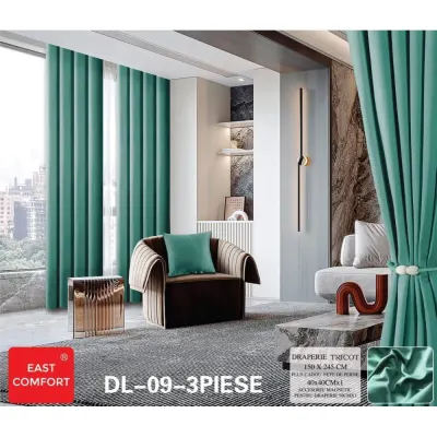 Draperie din Tercot Luxury, cu inele incastrate, East Confort,150x245cm, cu Snur Magnetic si Fata de Perna Decorativa – Calitate Premium pentru Confortul Tau, Verde Smarald