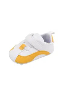 Pantofi Sport Cu Sireturi Si Bareta Cu Arici - Alb/Galben