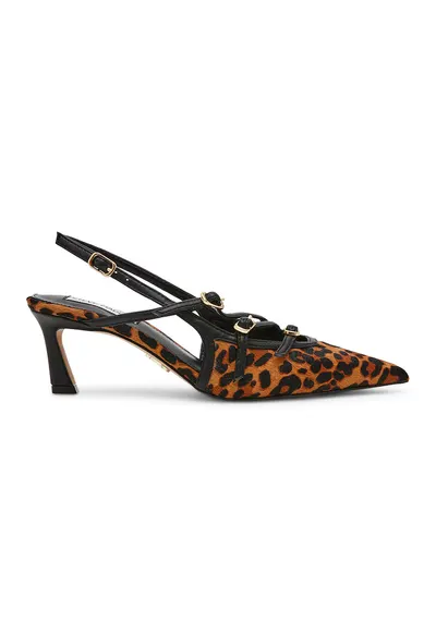 Pantofi cu animal print - Maro inchis/Negru