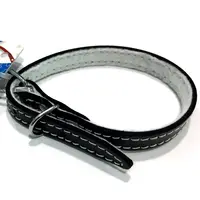 Zgarda din piele, neagra, reglabila, 12 mm x 330 mm