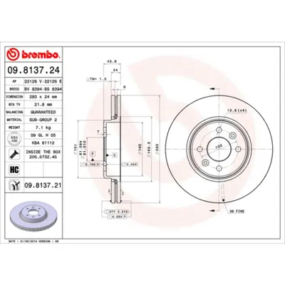 Disc frana BREMBO 09.8137.21